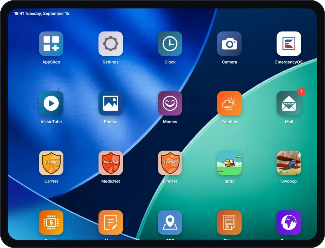 The RoadPad home screen