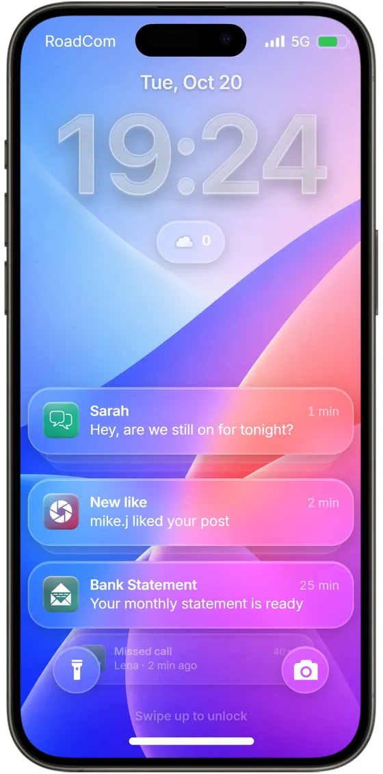 Stacked notifications on the Lock Screen