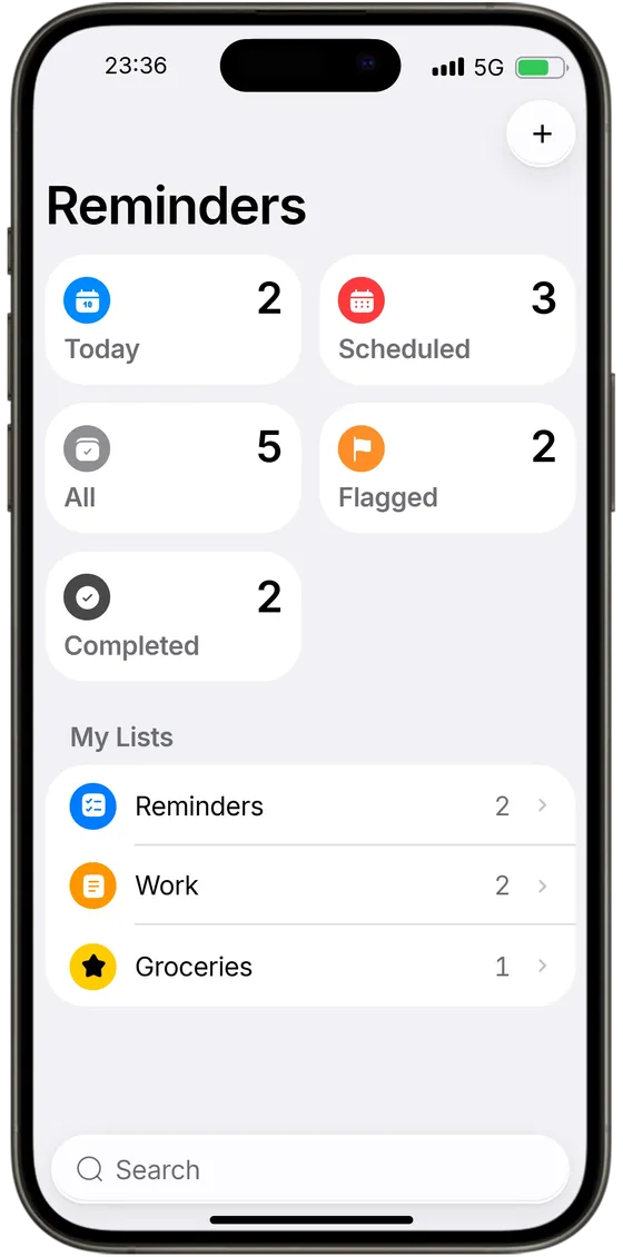 Reminders with smart lists