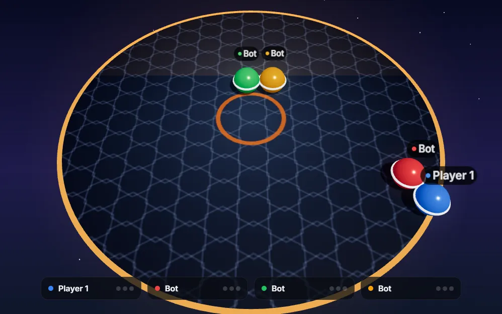 Four bumper balls on a round floating platform