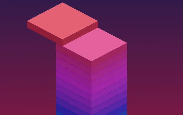 A slab slides towards a tall tower of stacked slabs