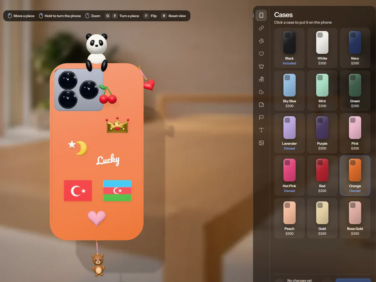 The studio with the case colour catalog next to the phone