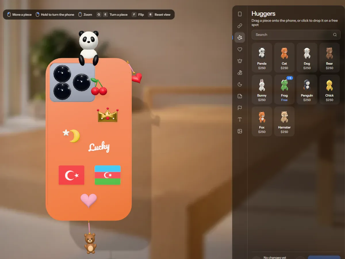 A panda hugger on the top edge of the case and the hugger catalog